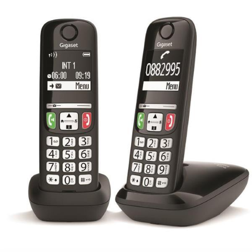 GIGASET E270 DUO CORDLESS DECT TASTI GRANDI VIVAVOCE + AGGIUNTIVO BLACK